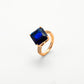 Carly Asymmetric Gemstone Ring - Disco Eros Finos aka DEF Jewelry- luxury cubic zirconia ring (sapphire)