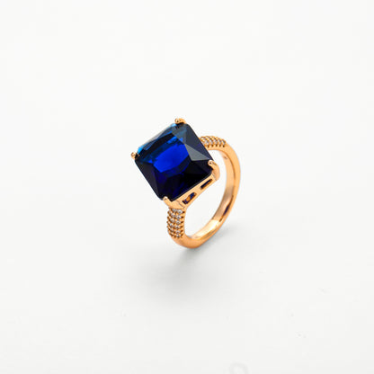 Carly Asymmetric Gemstone Ring - Disco Eros Finos aka DEF Jewelry- luxury cubic zirconia ring (sapphire)