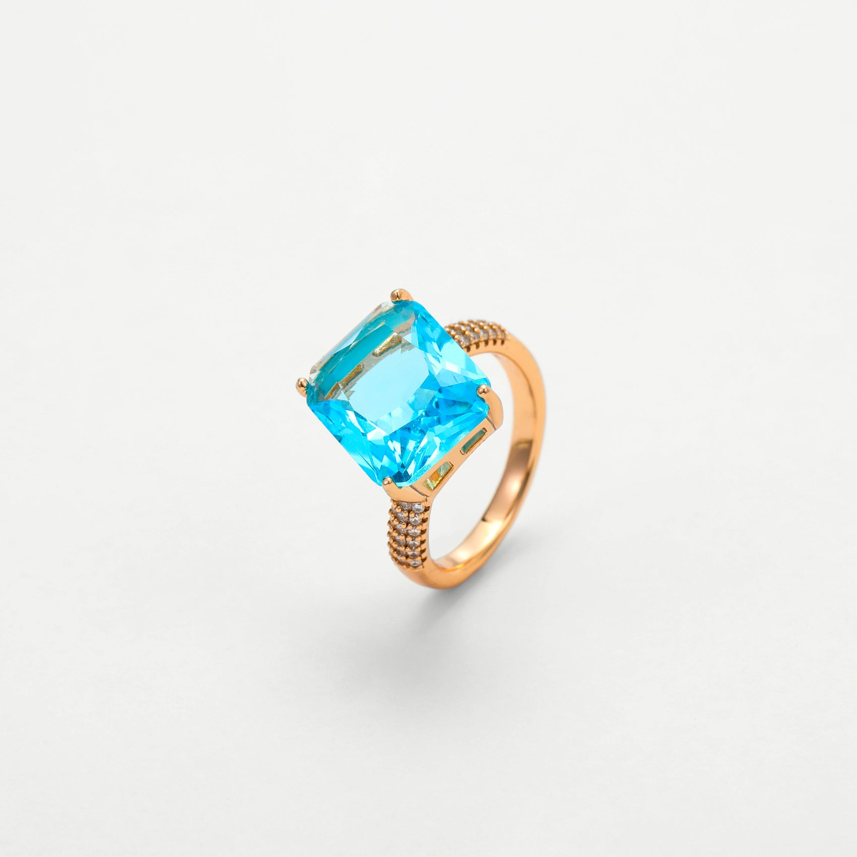 Carly Asymmetric Gemstone Ring - Disco Eros Finos aka DEF Jewelry- luxury cubic zirconia ring (blue)