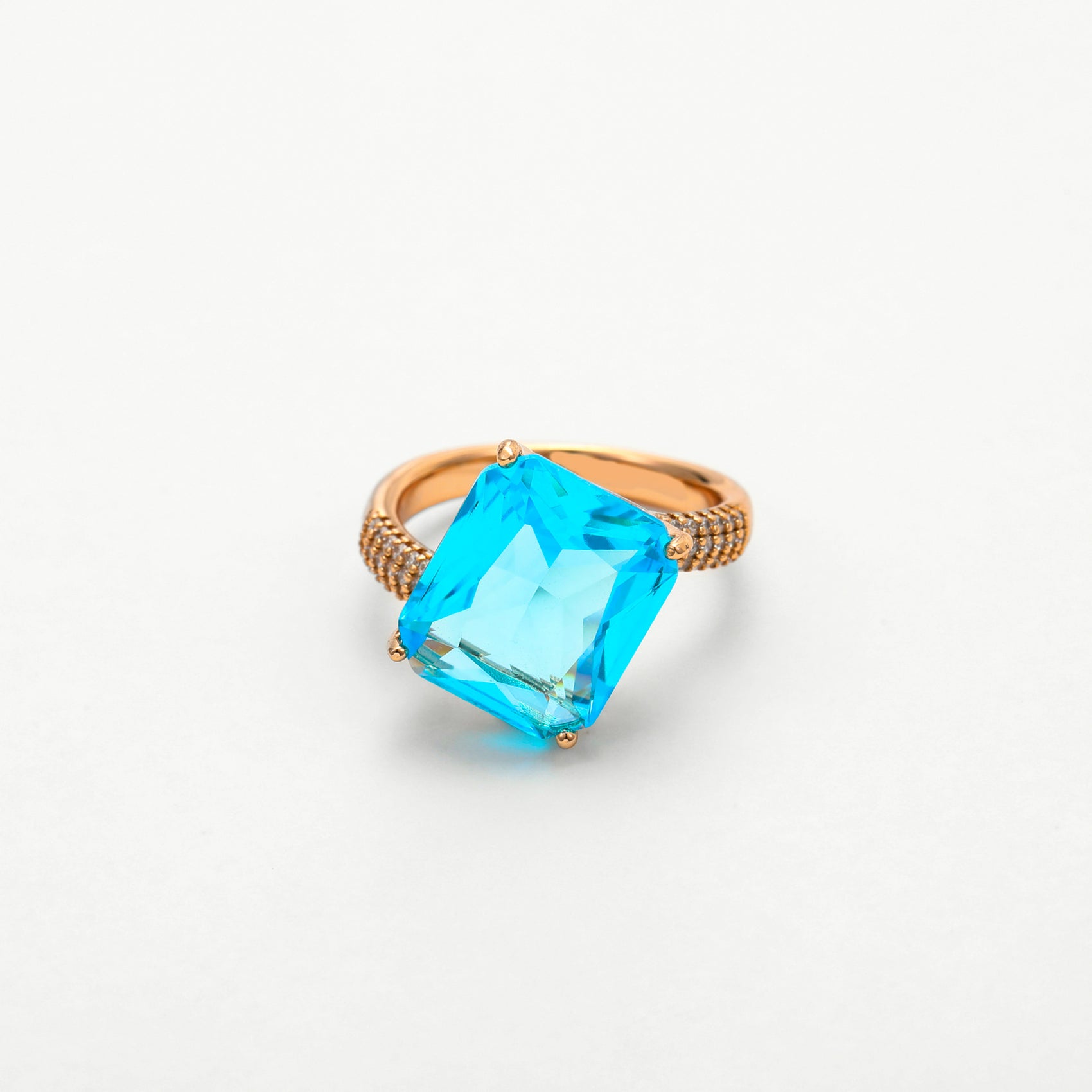 Carly Asymmetric Gemstone Ring - Disco Eros Finos aka DEF Jewelry- luxury cubic zirconia ring (blue)