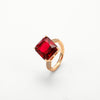 Carly Asymmetric Gemstone Ring - Disco Eros Finos aka DEF Jewelry- luxury cubic zirconia ring (ruby)