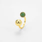 DOUBLE DISCO OPEN RING - Disco Eros Finos -Handmade jewelry pearls crystal gems rings and chains (green)