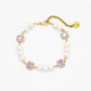GEMS AND PEARLS SIGNATURE BRADED BRACELET - Disco Eros Finos -Handmade jewelry pearls crystal gems rings and chains (purple)