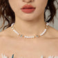 GEMS AND PEARLS SIGNATURE BRADED NECKLACE - Disco Eros Finos -Handmade jewelry pearls crystal gems rings and chains (blue)