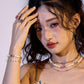 GEMS AND PEARLS SIGNATURE BRADED BRACELET - Disco Eros Finos -Handmade jewelry pearls crystal gems rings and chains (matcha)