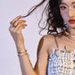 GEMS AND PEARLS SIGNATURE BRADED BRACELET - Disco Eros Finos -Handmade jewelry pearls crystal gems rings and chains (matcha)