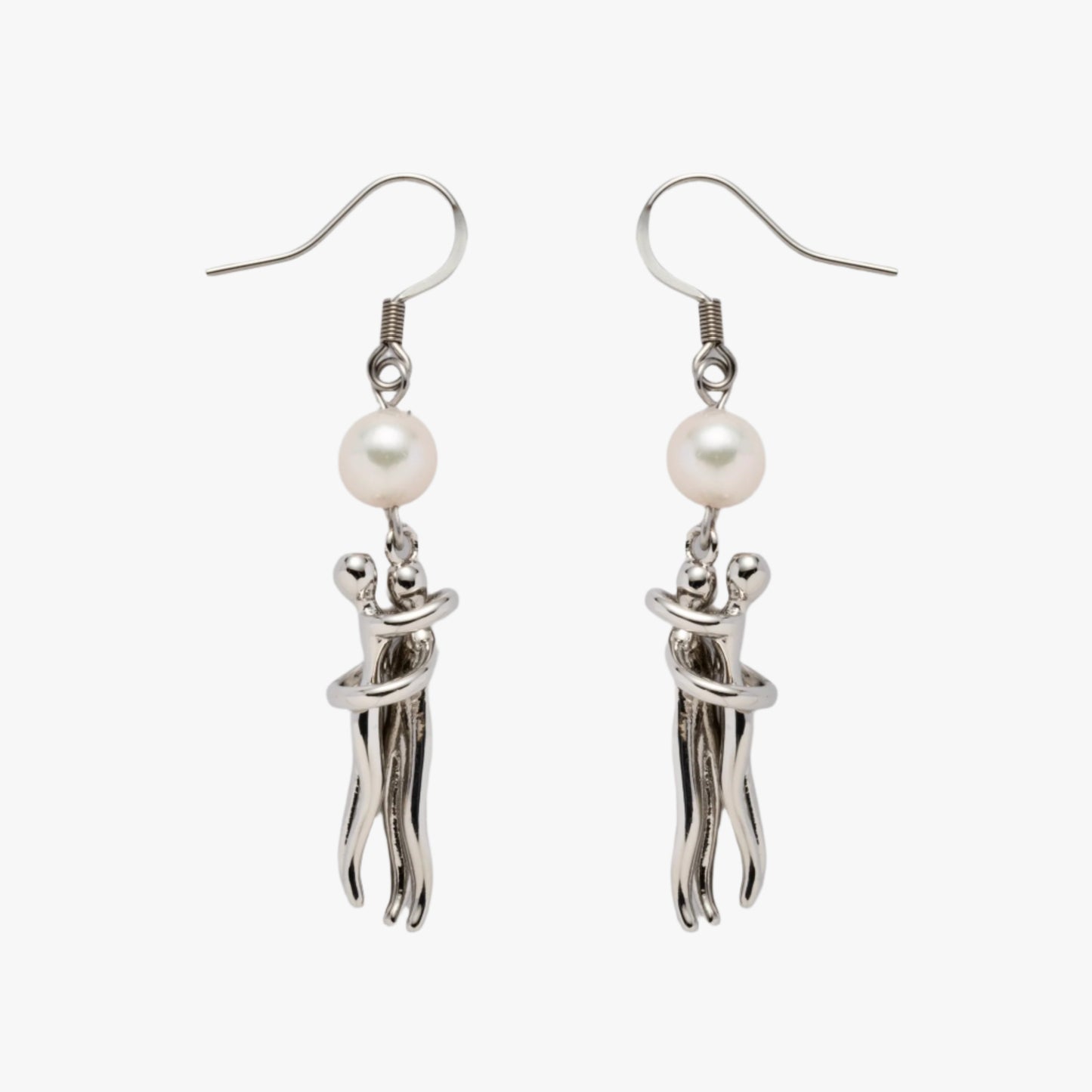 Hugging Under The Pearl Disco Ball Earrings - Disco Eros Finos -Handmade jewelry pearls crystal gems rings and chains