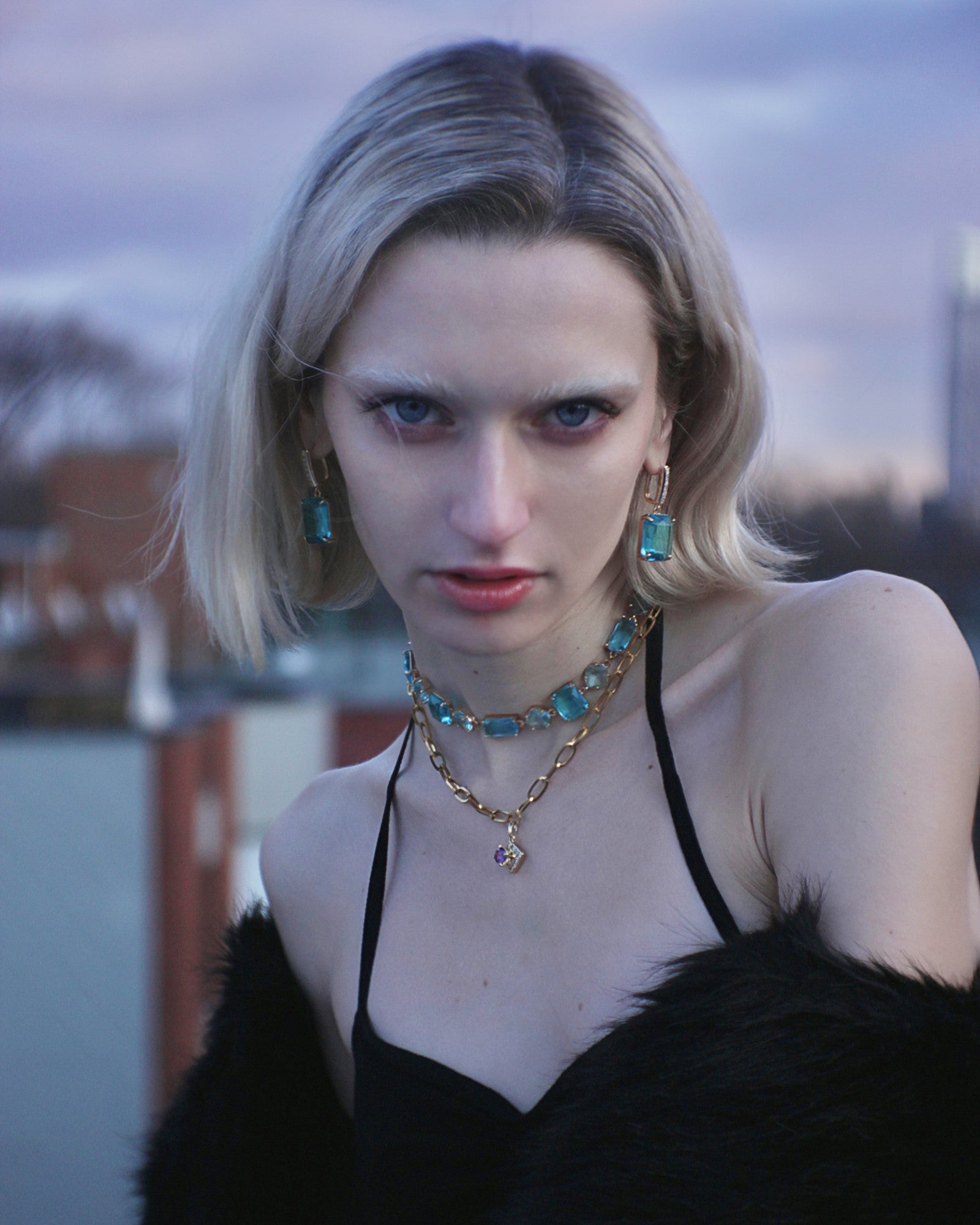 JAMMING JAMMING CRYSTAL CHOCKER NECKLACE - Disco Eros Finos - Handmade fashion jewelry gems and chains (blue)