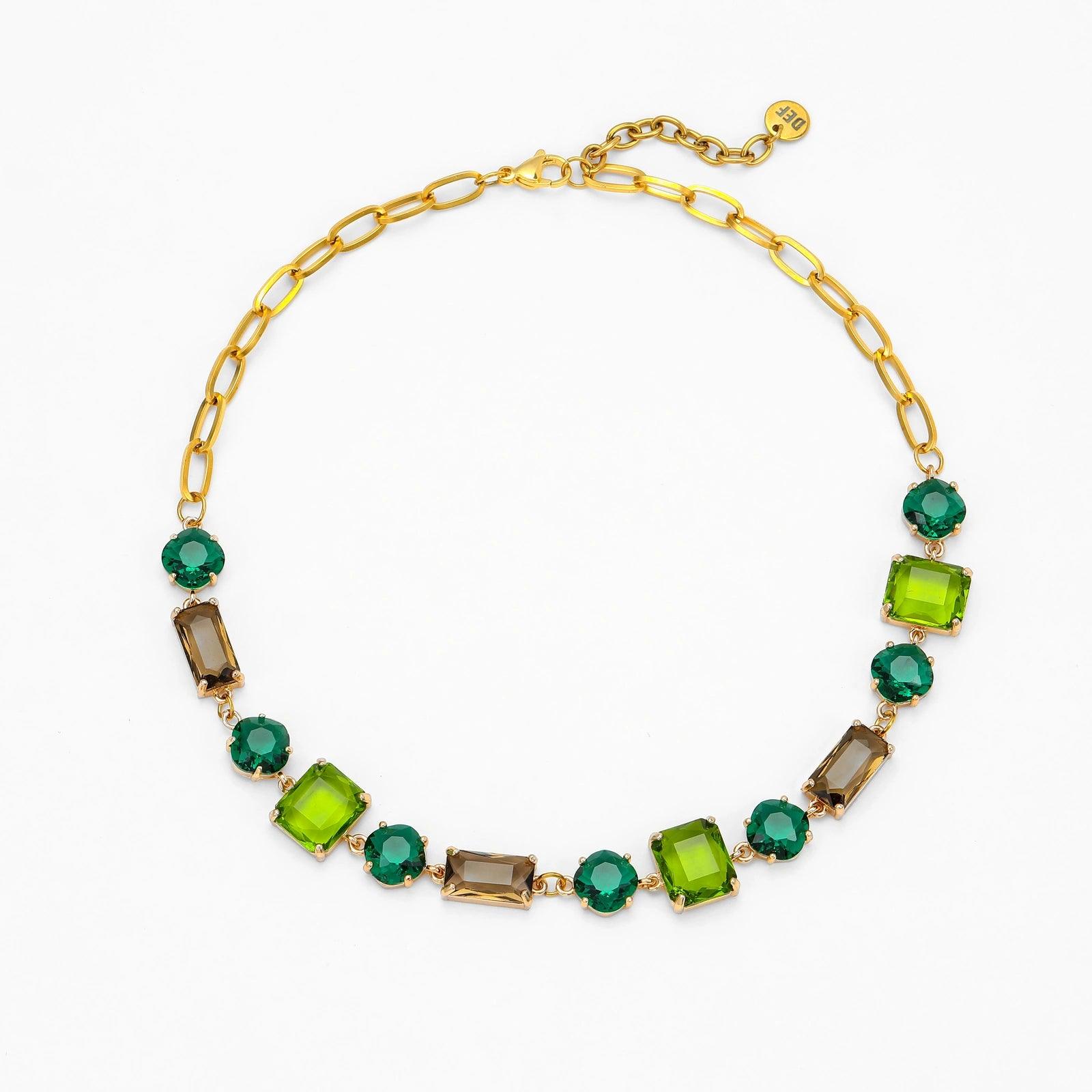 JAMMING JAMMING CRYSTAL CHOCKER NECKLACE - Disco Eros Finos -Handmade jewelry pearls crystal gems rings and chains (matcha)