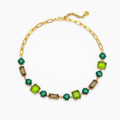JAMMING JAMMING CRYSTAL CHOCKER NECKLACE - Disco Eros Finos -Handmade jewelry pearls crystal gems rings and chains (matcha)