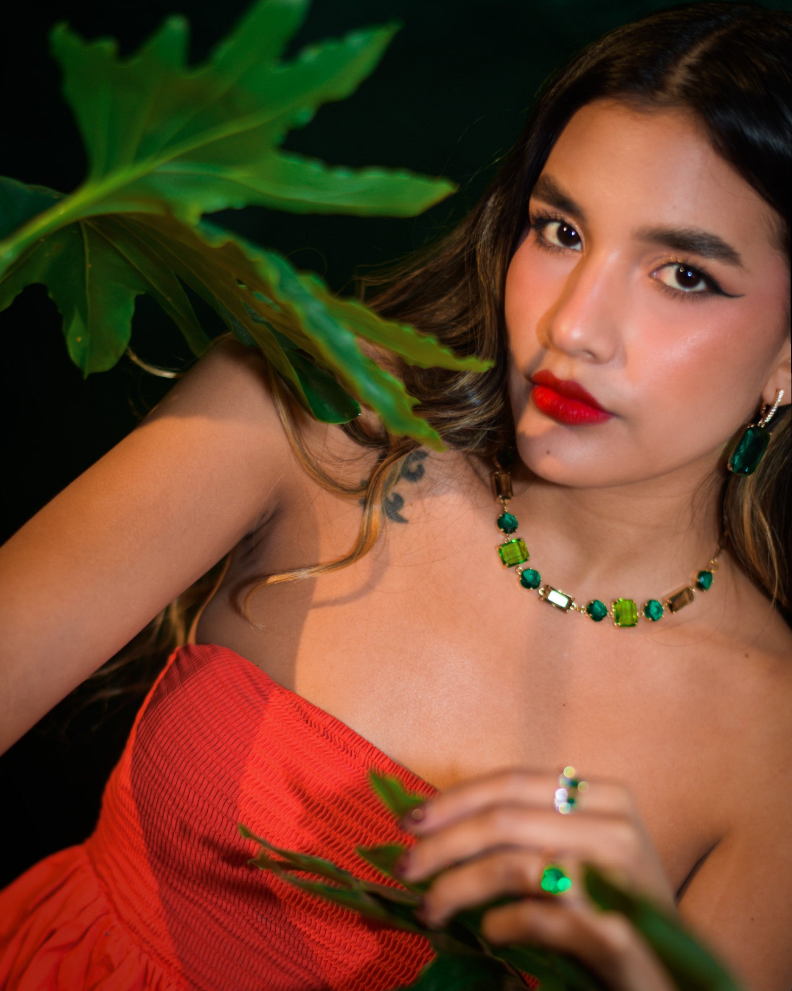 JAMMING JAMMING CRYSTAL CHOCKER NECKLACE - Disco Eros Finos - Handmade fashion jewelry gems and chains (matcha)