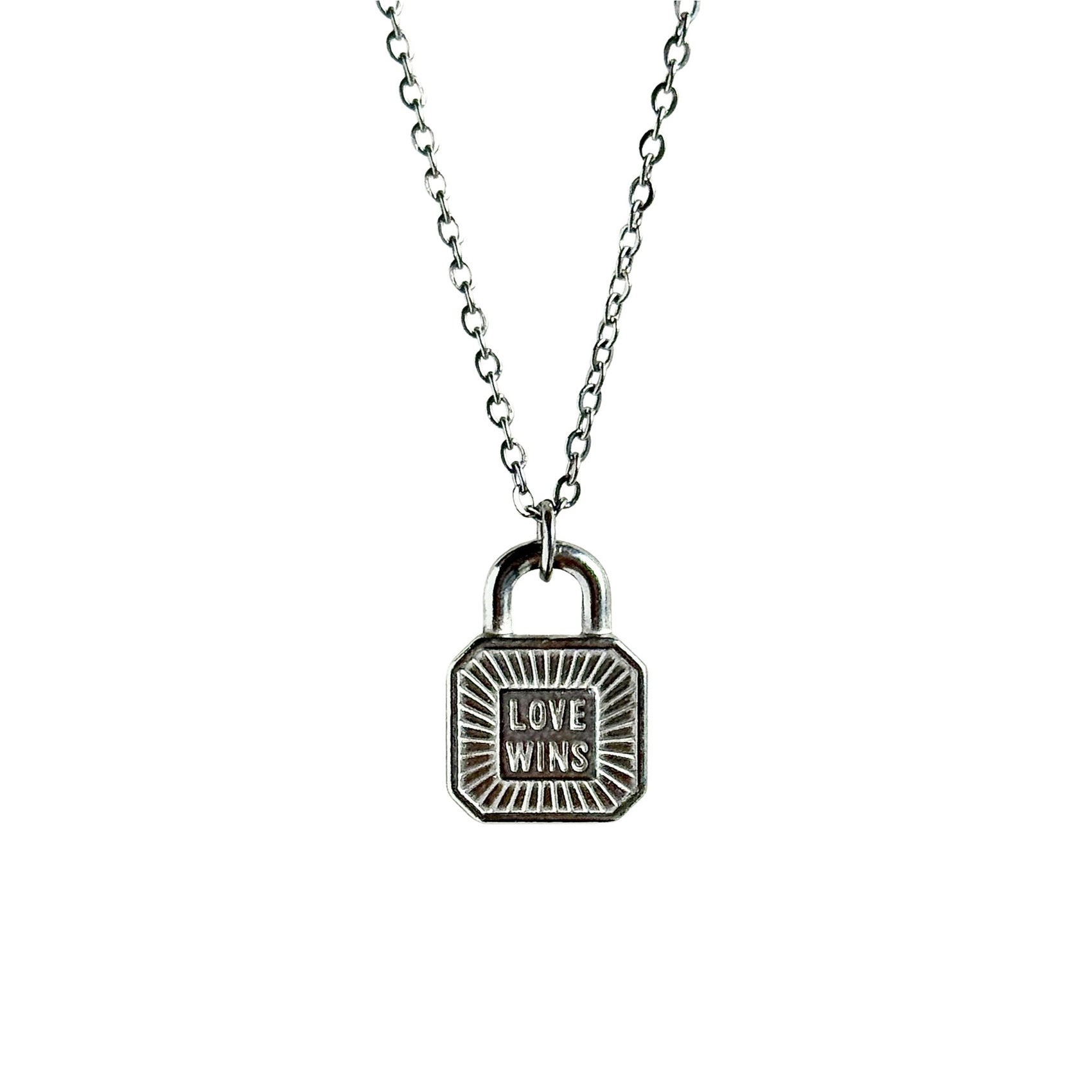 Love Wins Lock pendant Necklace - Pride month special, non-tarnish Stainless steel chain by DEF Jewelry