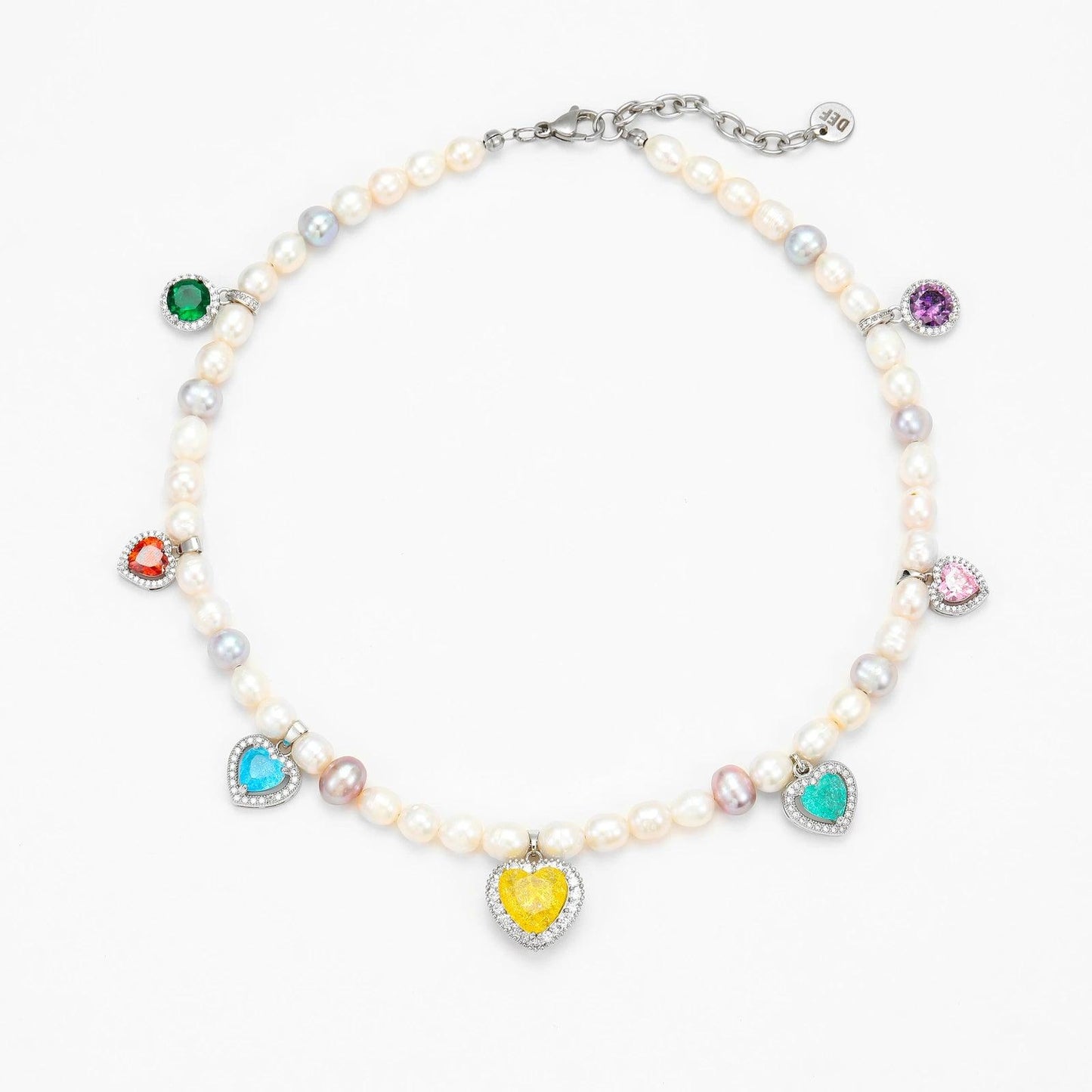 OVER THE RAINBOW PEARL CHARM NECKLACE - Disco Eros Finos -Handmade jewelry pearls crystal gems rings and chains