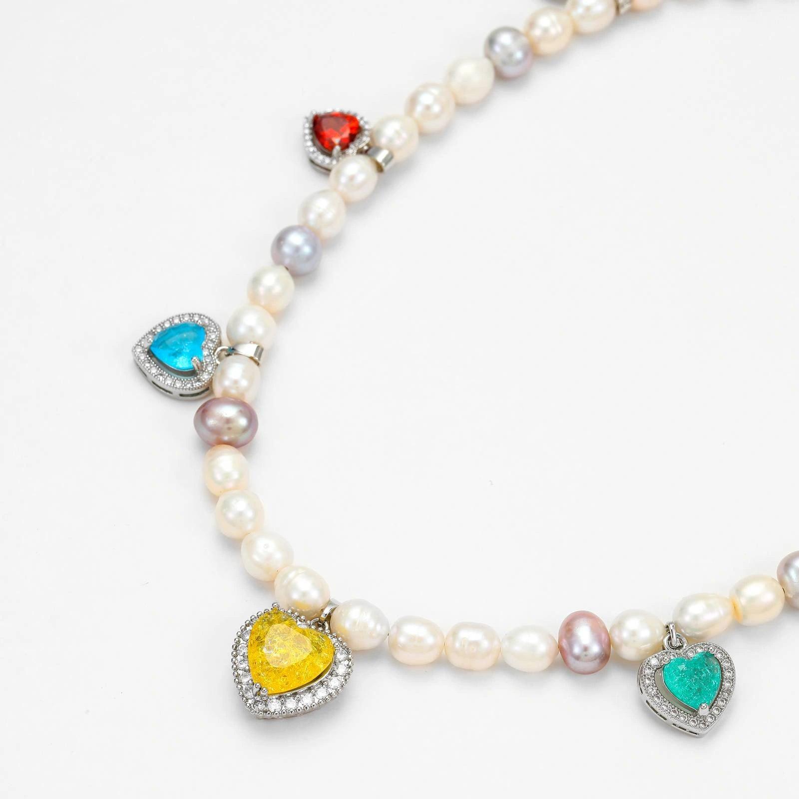 OVER THE RAINBOW PEARL CHARM NECKLACE - Disco Eros Finos -Handmade jewelry pearls crystal gems rings and chains