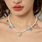 OVER THE RAINBOW PEARL CHARM NECKLACE - Disco Eros Finos -Handmade jewelry pearls crystal gems rings and chains