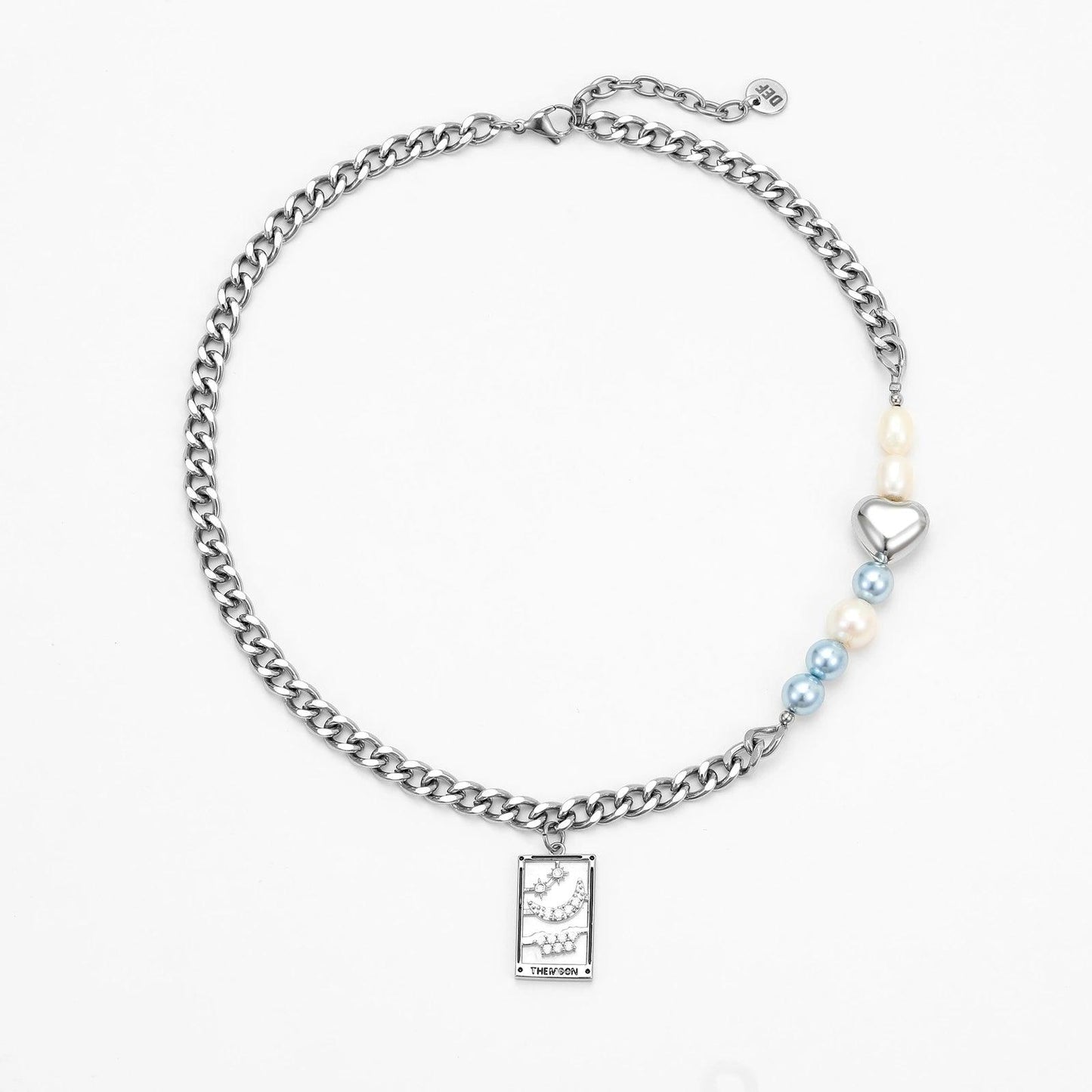 SHOOT FOR THE MOON, LAND AMONG THE STARS NECKLACE - Disco Eros Finos -Handmade jewelry pearls crystal gems rings and chains (Moon)