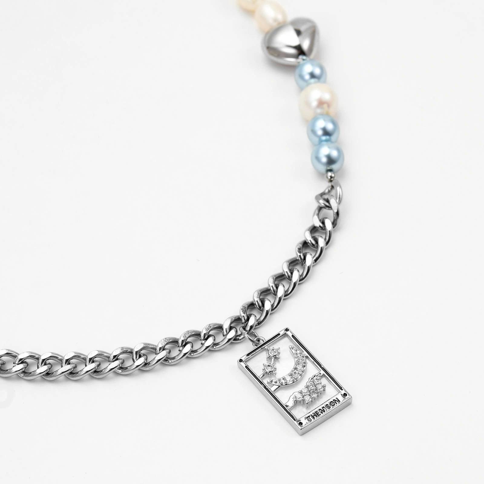 SHOOT FOR THE MOON, LAND AMONG THE STARS NECKLACE - Disco Eros Finos -Handmade jewelry pearls crystal gems rings and chains (Moon)