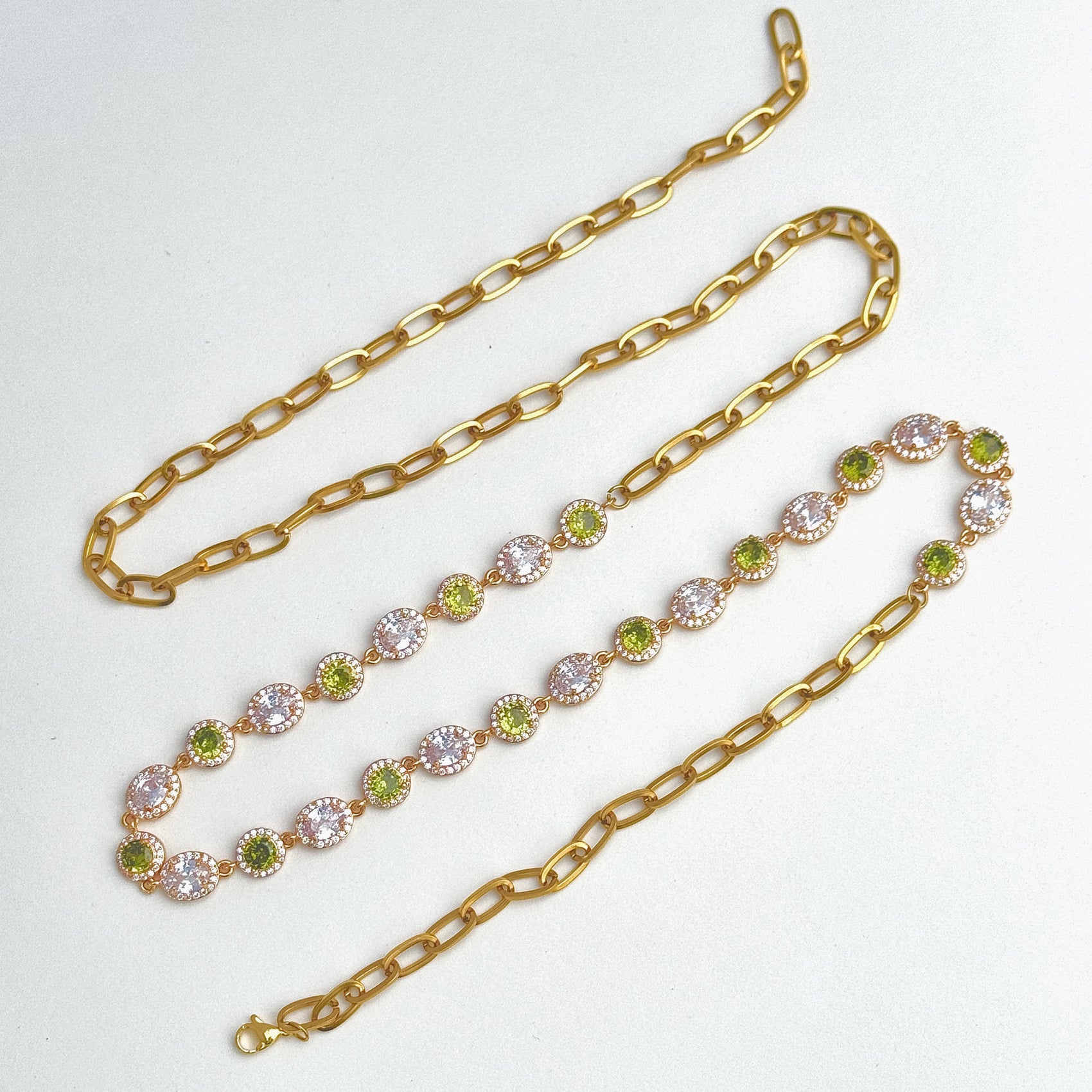 Versatile Gold Crystal Body Chain – Multi-Way Layering Jewelry by Disco Eros Finos aka DEF Jewelry (green)