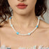 SUMMERTIME BLUES PEARL CHOKER - Disco Eros Finos -Handmade jewelry pearls crystal gems rings and chains