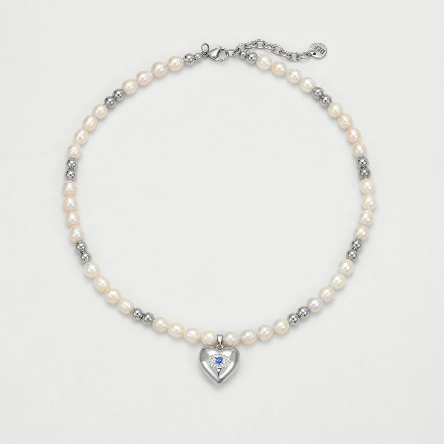 The Evil Eye Locket Pearl Choker - Disco Eros Finos - Sustainable jewelry - pearls crystal gems rings and chains