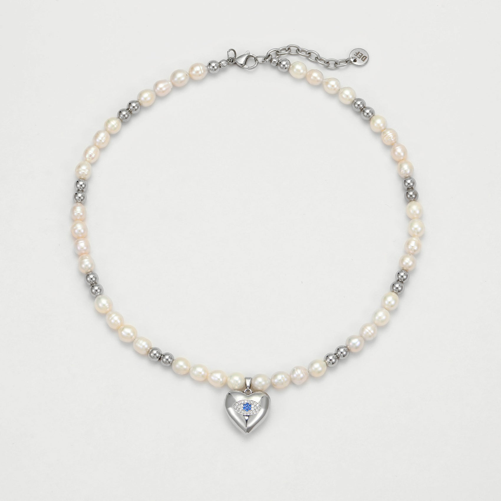 The Evil Eye Locket Pearl Choker - Disco Eros Finos - Sustainable jewelry - pearls crystal gems rings and chains