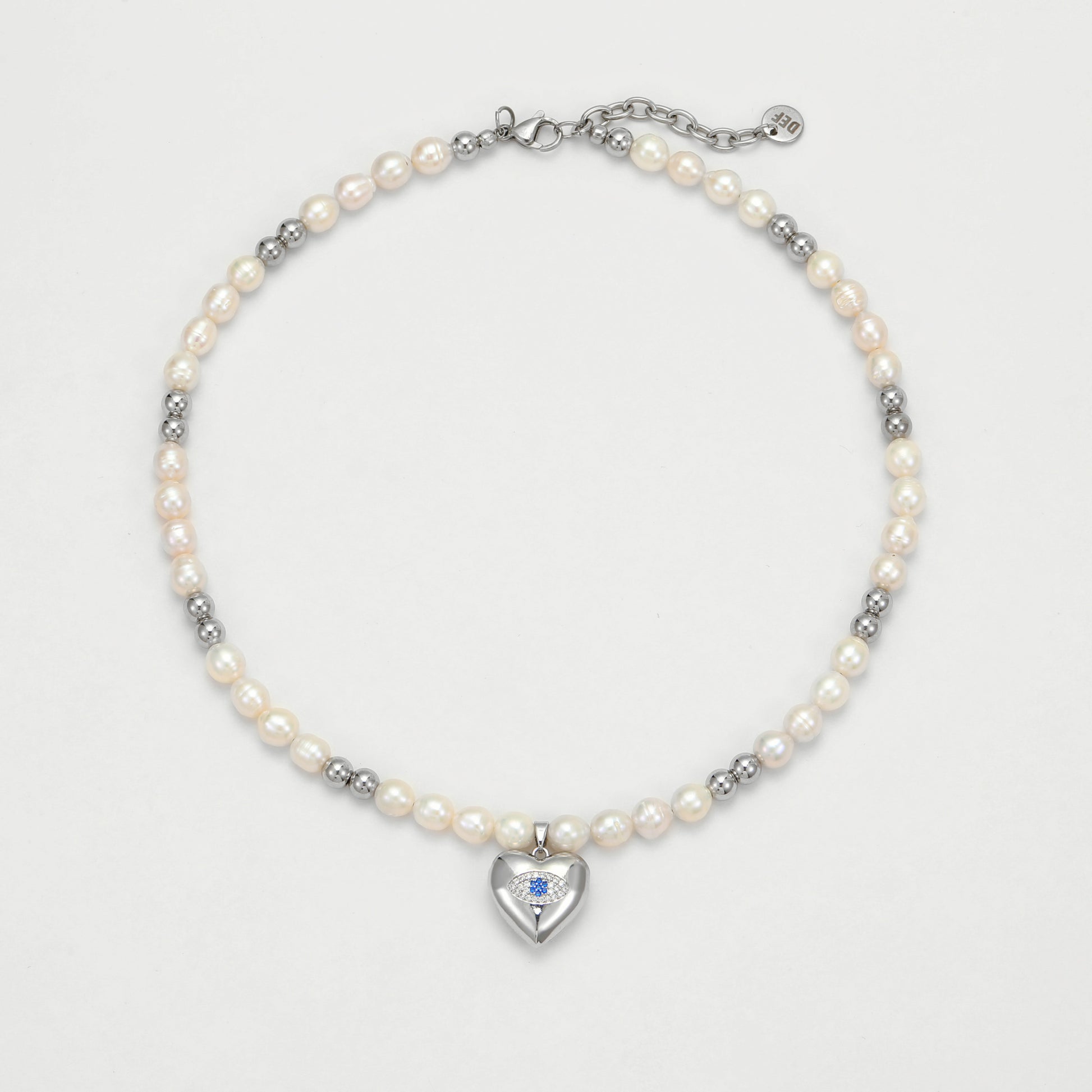 The Evil Eye Locket Pearl Choker - Disco Eros Finos - Sustainable jewelry - pearls crystal gems rings and chains