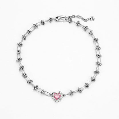 TRAPPED LOVE - THE THORNS CHOKER - Disco Eros Finos -Handmade jewelry pearls crystal gems rings and chains (pink)