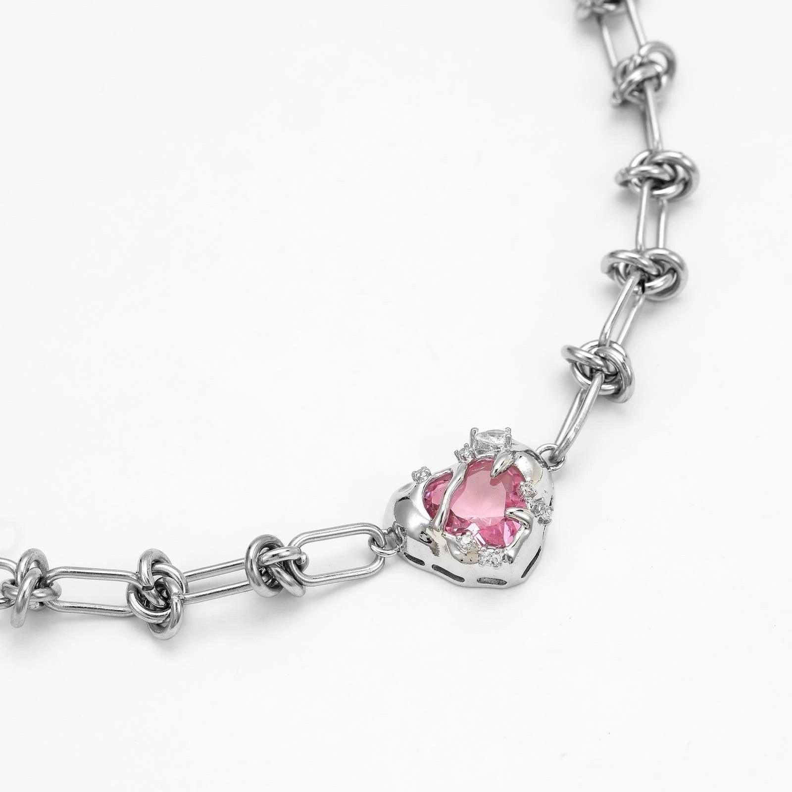 TRAPPED LOVE - THE THORNS CHOKER - Disco Eros Finos -Handmade jewelry pearls crystal gems rings and chains (pink)
