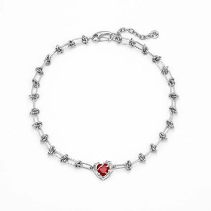 TRAPPED LOVE - THE THORNS CHOKER - Disco Eros Finos -Handmade jewelry pearls crystal gems rings and chains (red)